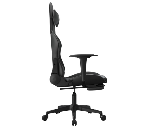 Silla gaming de masaje y reposapiés cuero sintético negro