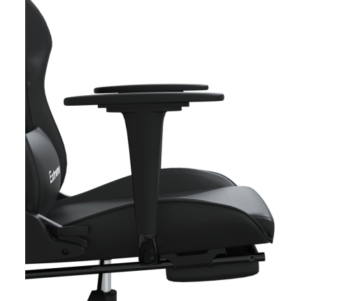 Silla gaming de masaje y reposapiés cuero sintético negro