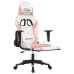 Silla gaming masaje y reposapiés cuero sintético blanco y rosa