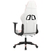 Silla gaming masaje y reposapiés cuero sintético blanco y rosa