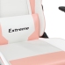 Silla gaming masaje y reposapiés cuero sintético blanco y rosa