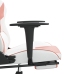 Silla gaming masaje y reposapiés cuero sintético blanco y rosa