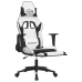 Silla gaming masaje y reposapiés cuero sintético negro blanco