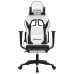 Silla gaming masaje y reposapiés cuero sintético negro blanco