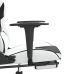 Silla gaming masaje y reposapiés cuero sintético negro blanco