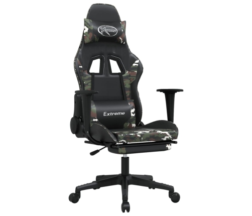 Silla gaming masaje reposapiés cuero sintético negro camuflaje