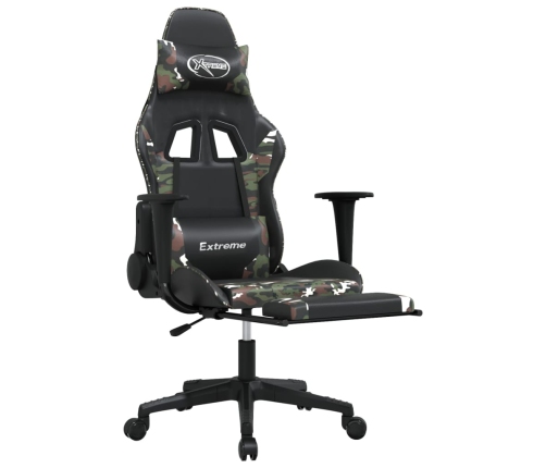 Silla gaming masaje reposapiés cuero sintético negro camuflaje