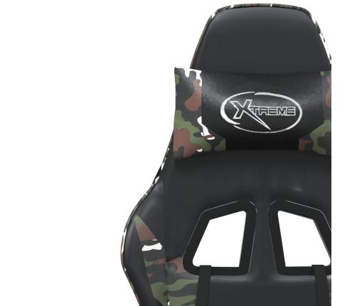 Silla gaming masaje reposapiés cuero sintético negro camuflaje