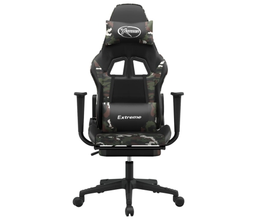 Silla gaming masaje reposapiés cuero sintético negro camuflaje