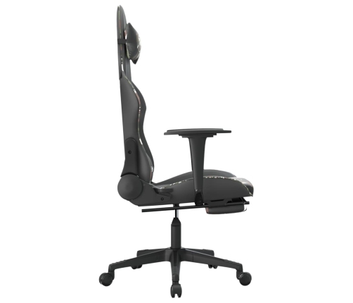 Silla gaming masaje reposapiés cuero sintético negro camuflaje