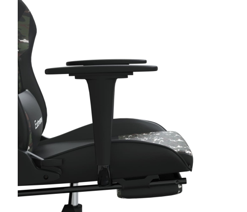 Silla gaming masaje reposapiés cuero sintético negro camuflaje