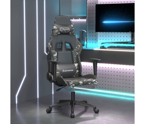 Silla gaming masaje reposapiés cuero sintético negro camuflaje