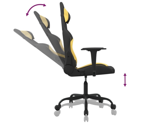 Silla gaming de masaje tela negro y amarillo