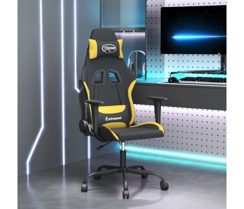 Silla gaming de masaje tela negro y amarillo