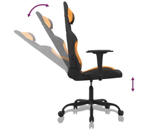 Silla gaming de masaje tela negro y naranja