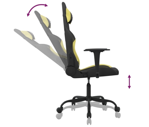 Silla gaming de masaje tela negro y verde claro