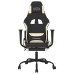 Silla gaming de masaje con reposapiés tela negro y crema