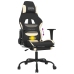 Silla gaming de masaje con reposapiés tela negro y crema