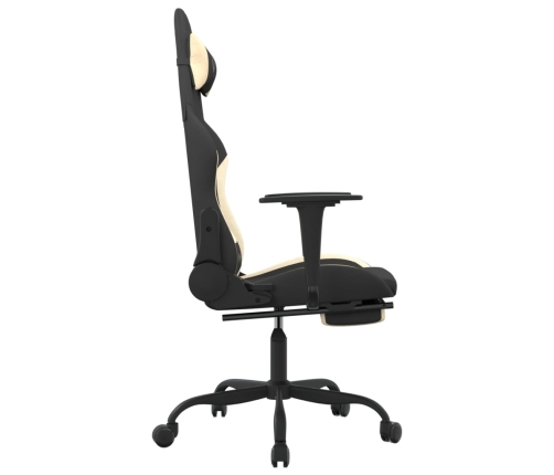 Silla gaming de masaje con reposapiés tela negro y crema