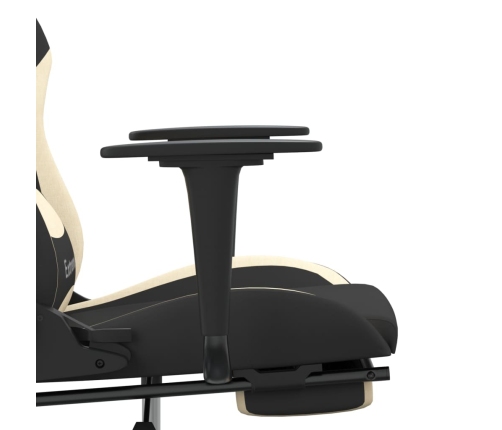 Silla gaming de masaje con reposapiés tela negro y crema