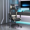 Silla gaming de masaje con reposapiés tela negro y crema