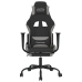 Silla gaming de masaje con reposapiés tela negro y gris claro