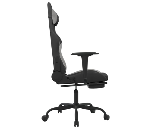 Silla gaming de masaje con reposapiés tela negro y gris claro