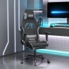 Silla gaming de masaje con reposapiés tela negro y gris claro