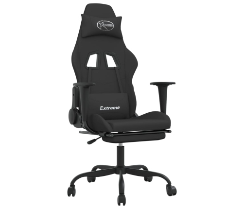 Silla gaming de masaje con reposapiés tela negro