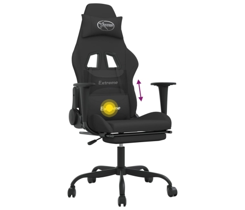 Silla gaming de masaje con reposapiés tela negro