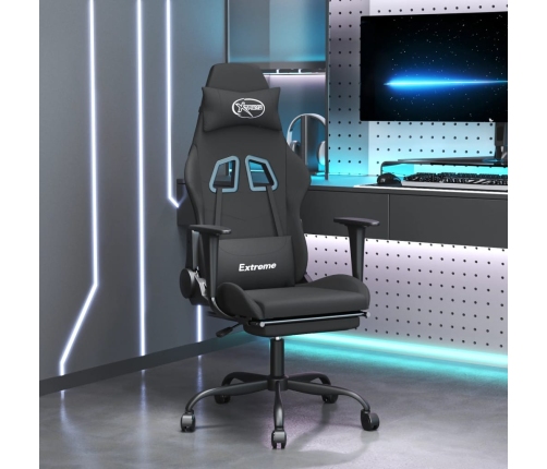 Silla gaming de masaje con reposapiés tela negro