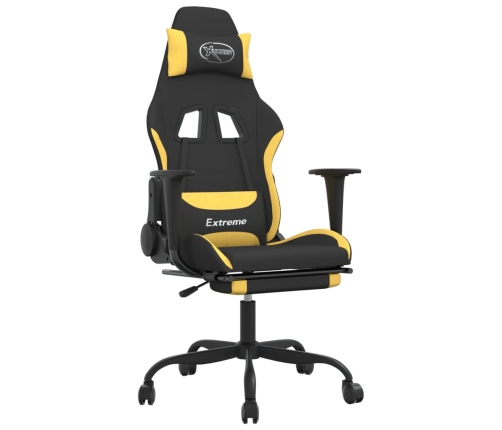 Silla gaming de masaje con reposapiés tela negro y amarillo