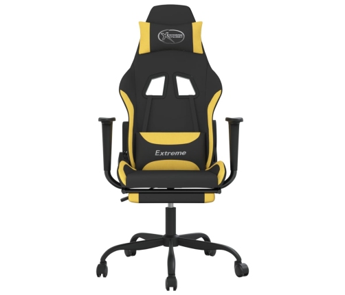 Silla gaming de masaje con reposapiés tela negro y amarillo