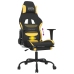 Silla gaming de masaje con reposapiés tela negro y amarillo