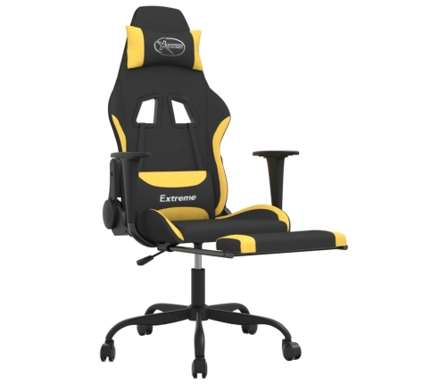 Silla gaming de masaje con reposapiés tela negro y amarillo