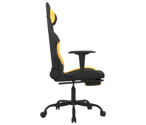 Silla gaming de masaje con reposapiés tela negro y amarillo