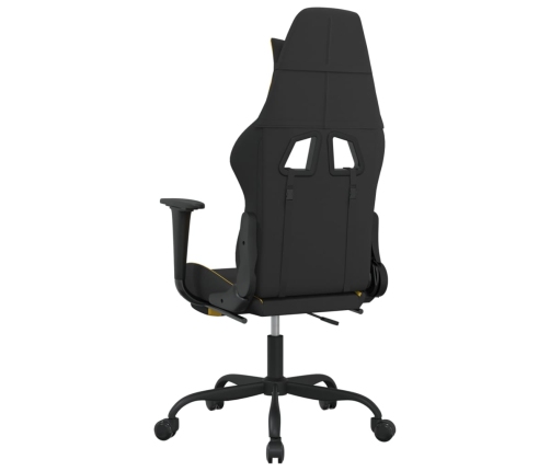 Silla gaming de masaje con reposapiés tela negro y amarillo