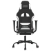 Silla gaming de masaje con reposapiés tela negro y blanco