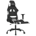 Silla gaming de masaje con reposapiés tela negro y blanco