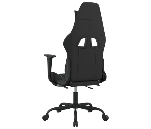 Silla gaming de masaje con reposapiés tela negro y blanco