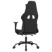 Silla gaming de masaje con reposapiés tela negro y blanco