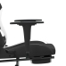 Silla gaming de masaje con reposapiés tela negro y blanco