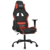 Silla gaming de masaje con reposapiés tela negro y rojo