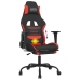 Silla gaming de masaje con reposapiés tela negro y rojo