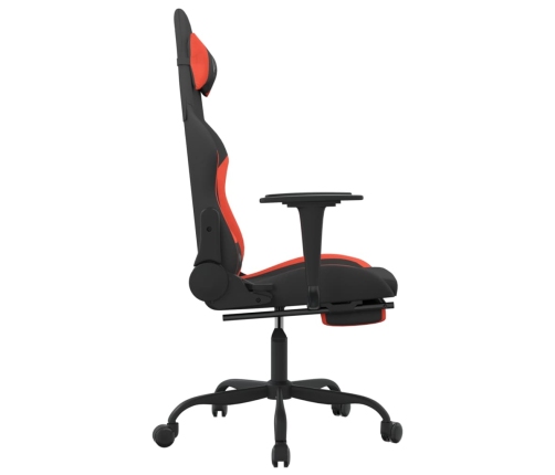 Silla gaming de masaje con reposapiés tela negro y rojo