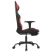 Silla gaming de masaje con reposapiés tela negro y rojo