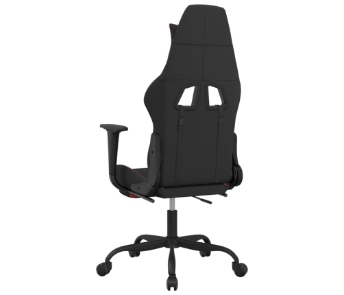 Silla gaming de masaje con reposapiés tela negro y rojo