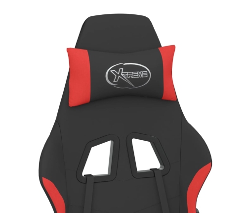 Silla gaming de masaje con reposapiés tela negro y rojo