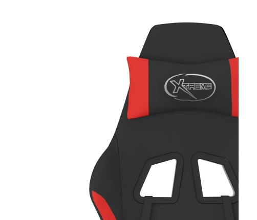 Silla gaming de masaje con reposapiés tela negro y rojo