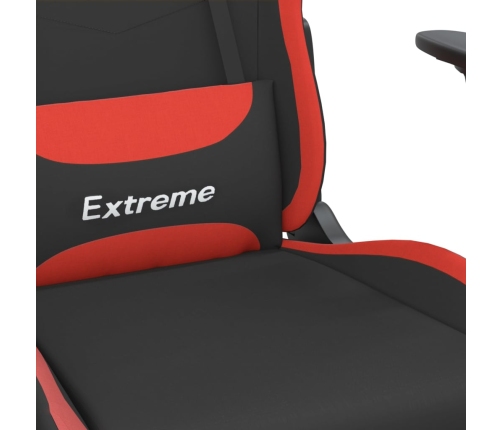 Silla gaming de masaje con reposapiés tela negro y rojo